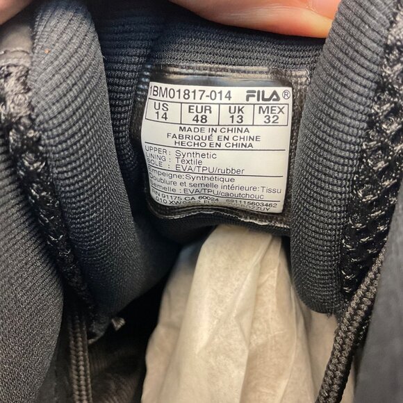 Fila Men's Mid-Cut Spitfire Athletic Sneakers 1BM01817-014 Black/Red Size 14M - Picture 8 of 9